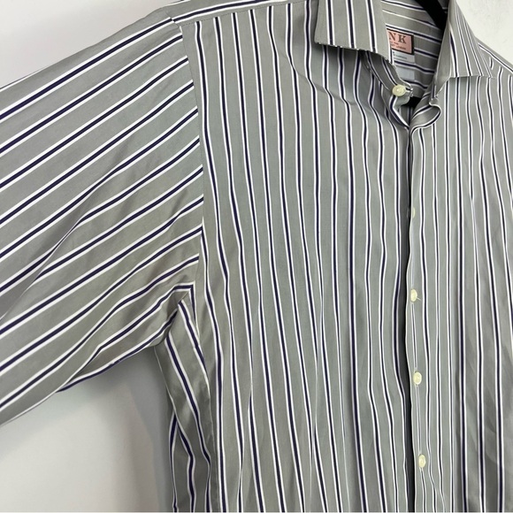 Pink Thomas Pink shirt mens 16 grey striped slim fit button down 100% cotton - Picture 2 of 10